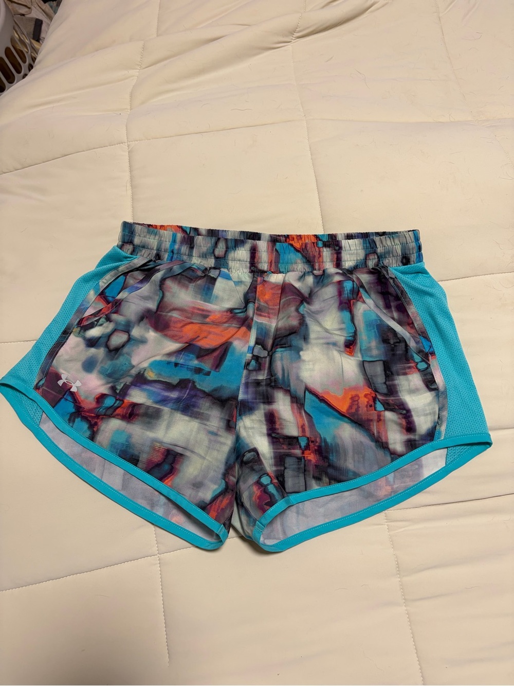 Under Armour Blue Teal Abstract Print Athletic Shorts